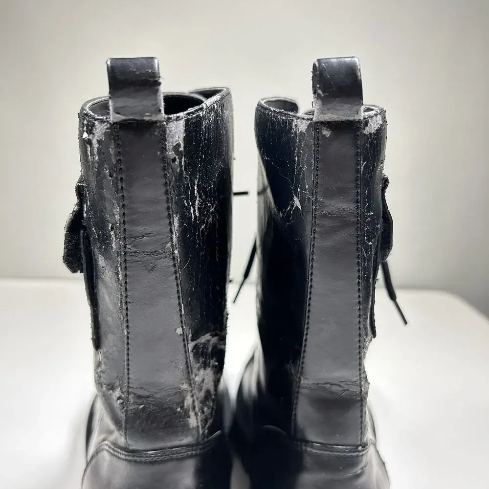 Mudd Patrol Combat Boots Womens 7.5M Black Cargo Pocket Goth Punk Y2K Grunge